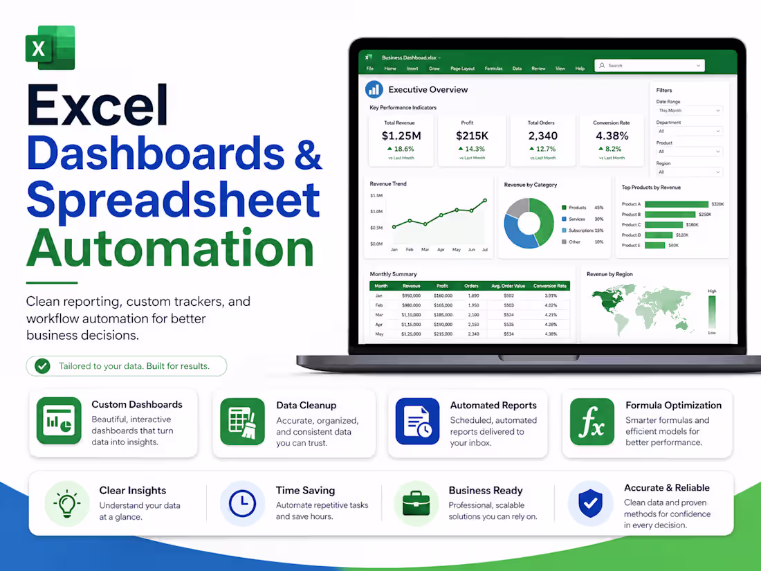 Cover image for Excel Dashboards & Spreadsheet Automation