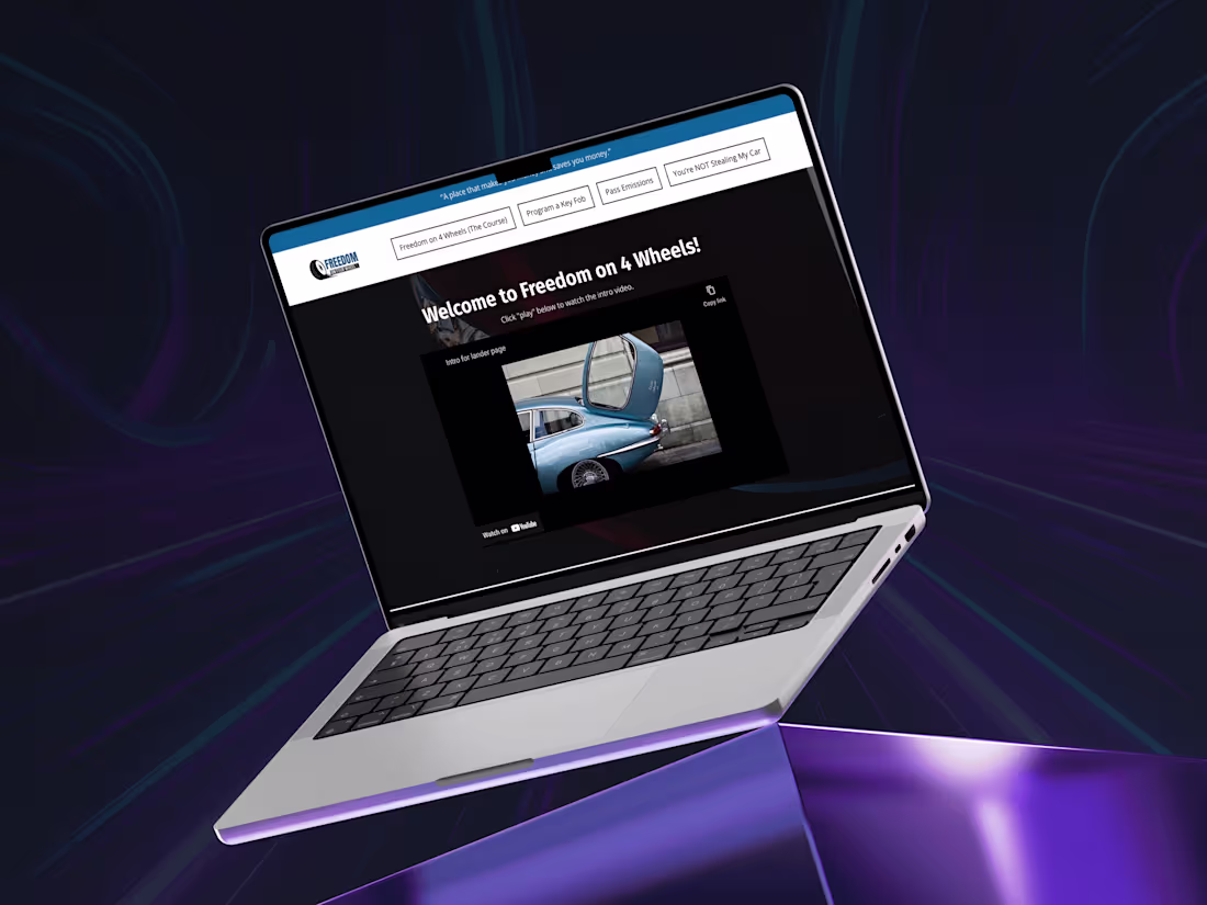 Cover image for Freedom on Four Wheels Kajabi Website Development