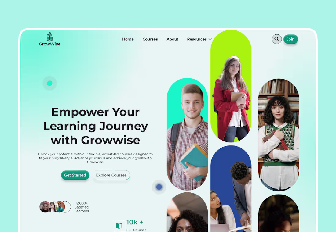 Cover image for Growwise EdTech Homepage :: Behance