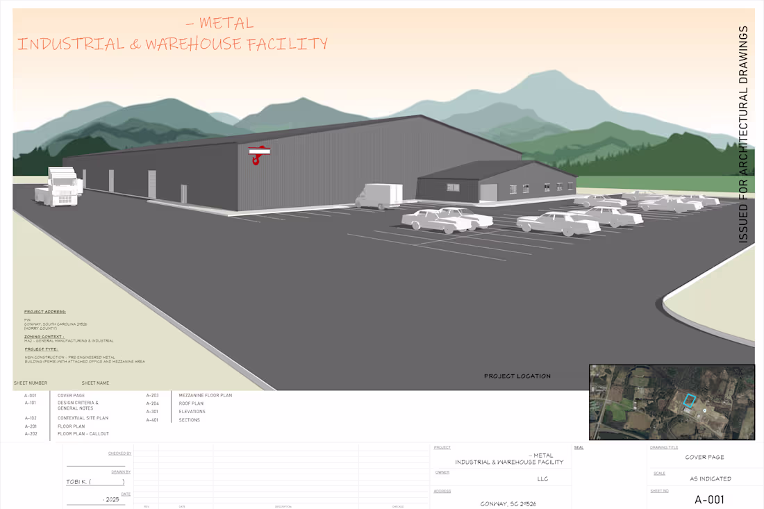 Cover image for Industrial & Warehouse Facility – Conway, SC Concept + layou...