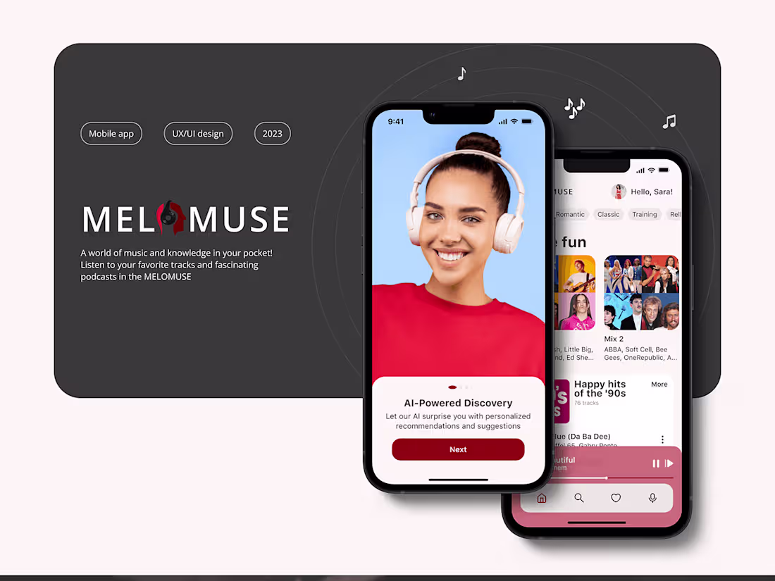 Cover image for Melomuse music UI UX mobile design 