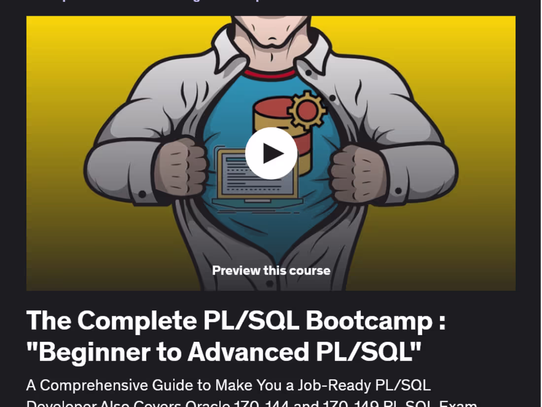 Cover image for The Complete PL/SQL Bootcamp : “Beginner to Advanced PL/SQL” | …