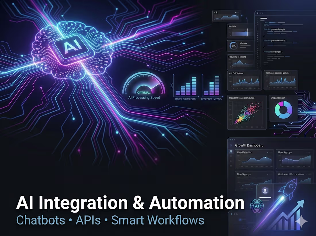 Cover image for AI Integration for Web Apps (Chatbots & Automation)