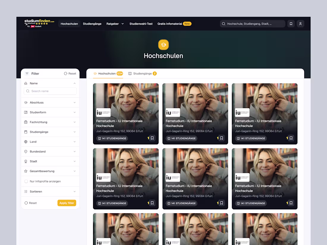 Cover image for Studiumfinden.com -  Web App Design & Development