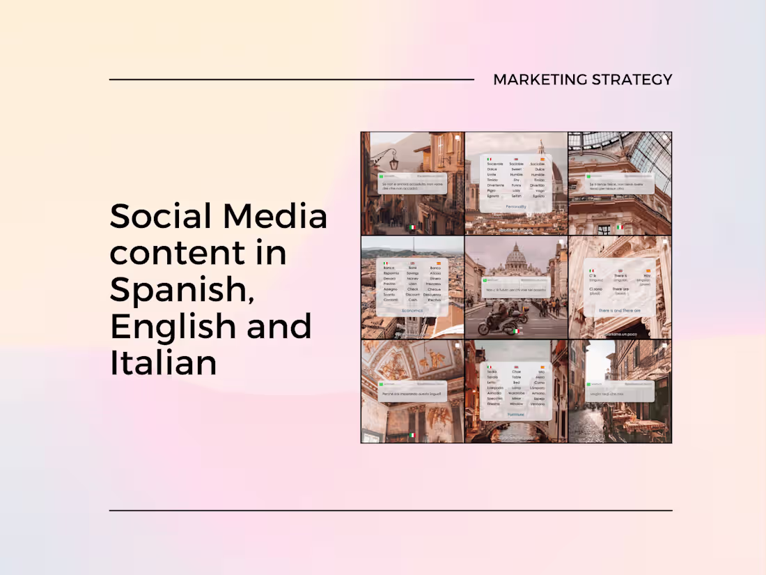 Cover image for Social Media feed for English, Spanish and Italian lessons