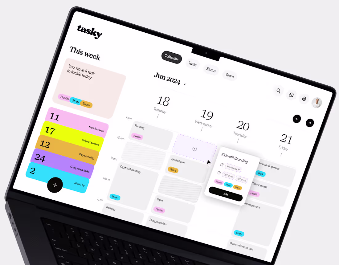 Cover image for Tasky AI Task Organizer — UX UI Design