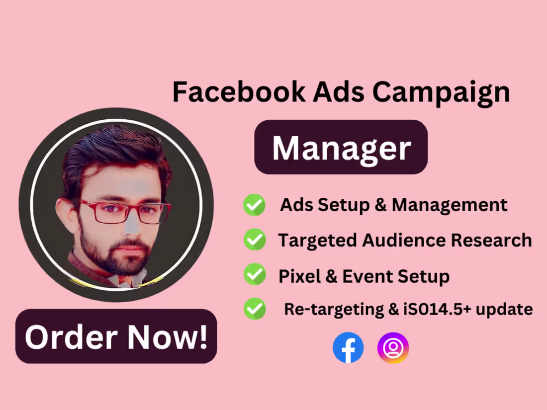 Cover image for I will be facebook ads campaign manager and setup page