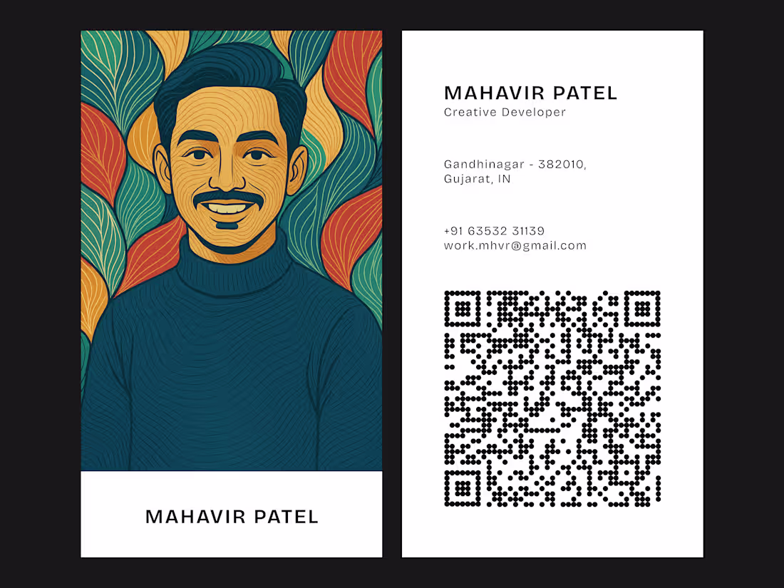 Cover image for Personal Vertical Business Card Design for Mahavir Patel