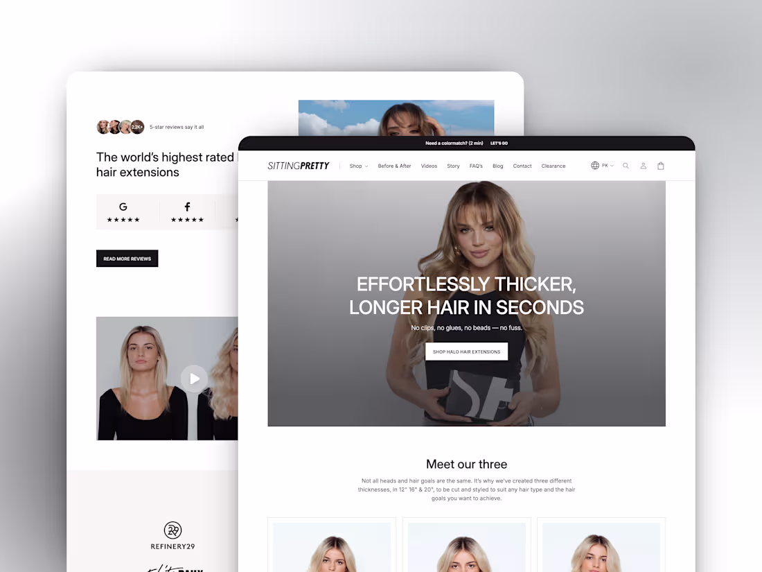Cover image for Sitting Pretty™ Halo Hair | Custom Landing Page Shopify 
