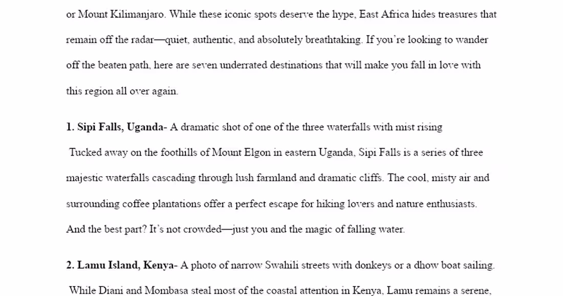 Cover image for Exploring Hidden Gems of East Africa