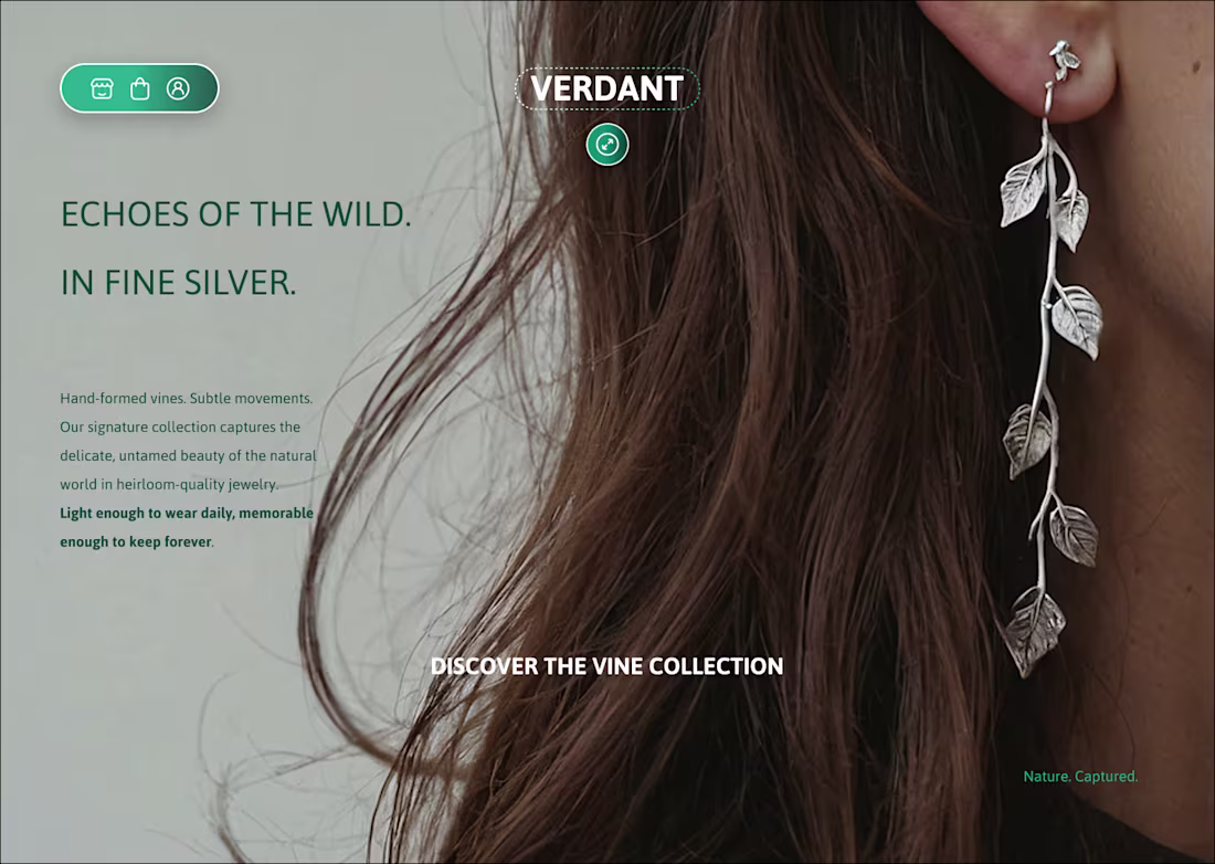 Cover image for 10/30: VERDANT Jewelry Hero. Designing for sensory detail. I...