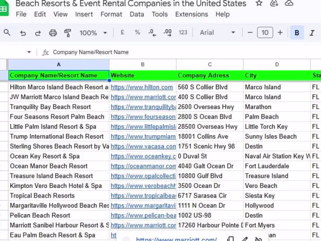 Cover image for 900+ Leads of Beach Resorts & Event Rental Companies