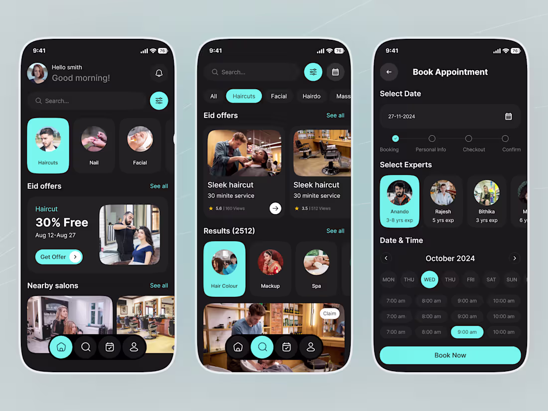 Cover image for Haircut Appointment App – UX/UI