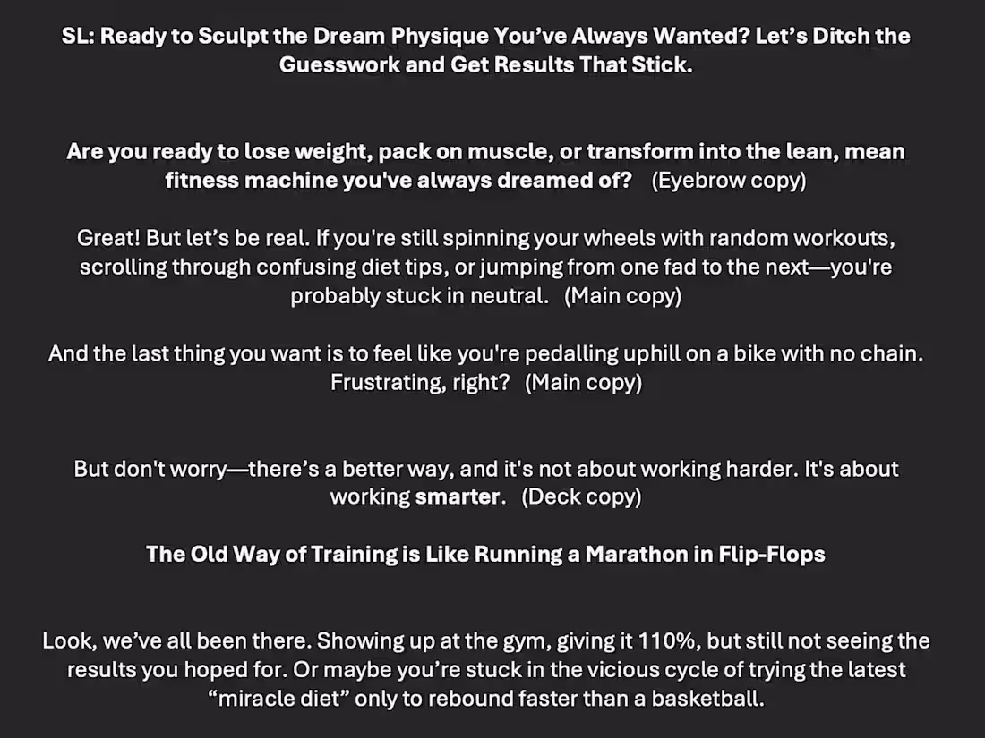 Cover image for Sales Page for a fitness company 