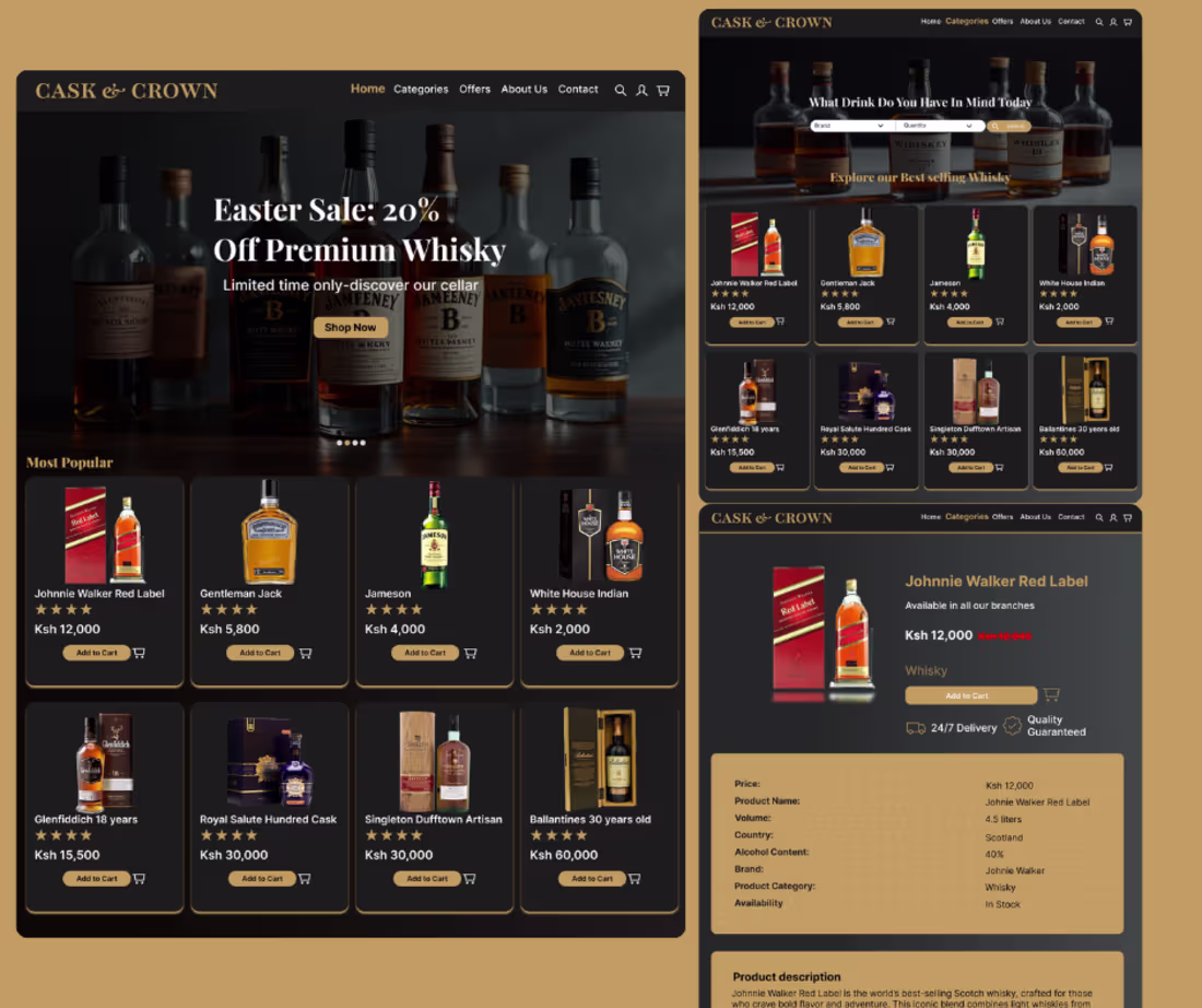 Cover image for Whisky store Website UI design