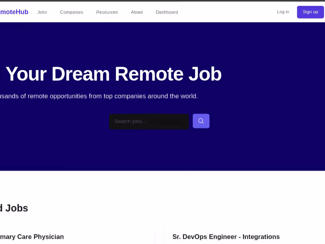 Cover image for RemoteHub (Remote job listing website)