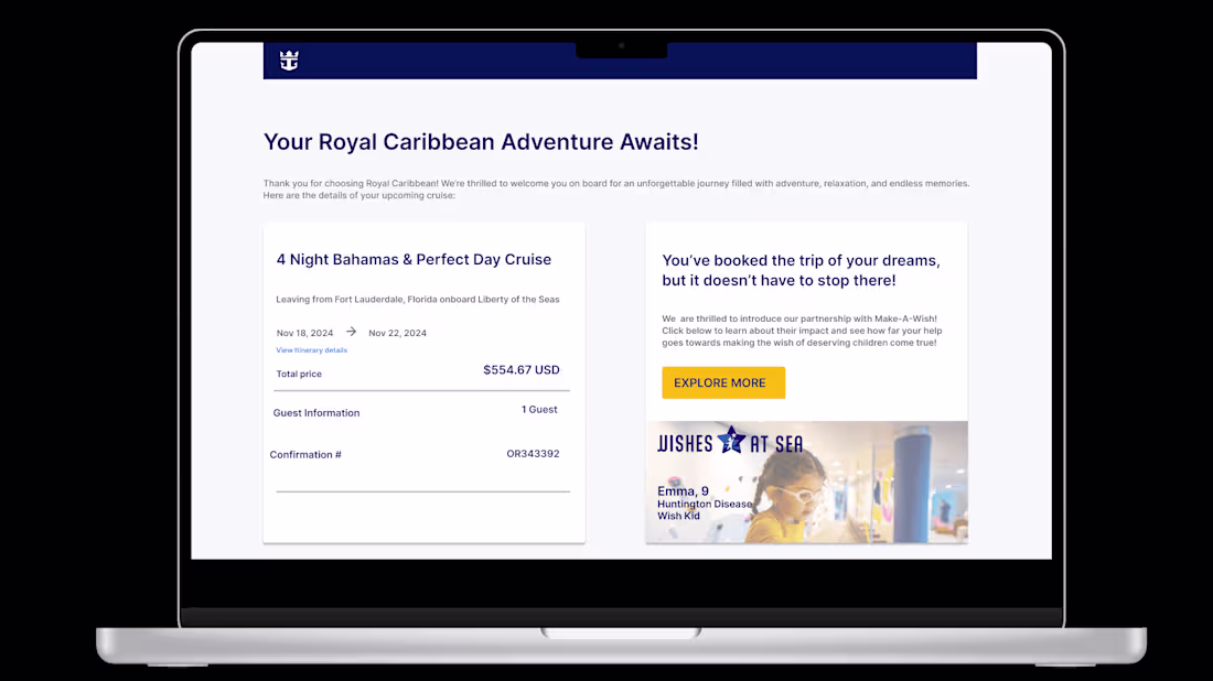 Cover image for Donation Solution for Royal Caribbean's Wishes at Sea Campaign