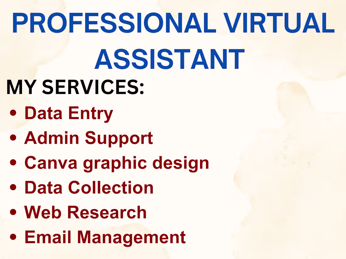 Cover image for I will do any virtual assistant, data entry and web research job