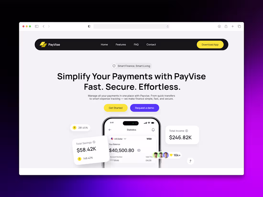 Cover image for PayVise Finance App Landing Page