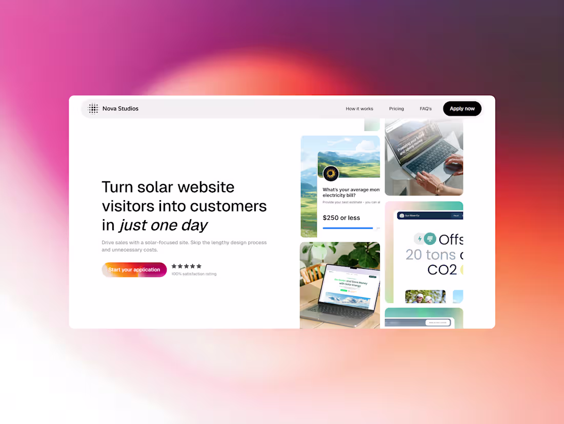 Cover image for Nova Studios Solar Landing Page Design