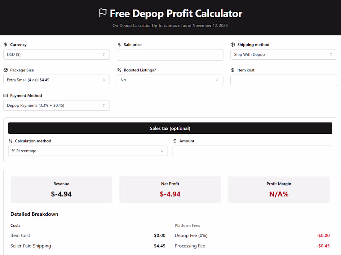 Cover image for Depop Calculator 2025