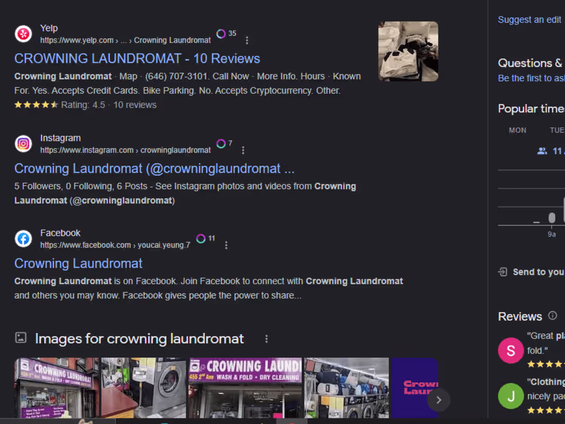 Cover image for Local SEO optimization - Crowning Laundromat NY Google rank #1 