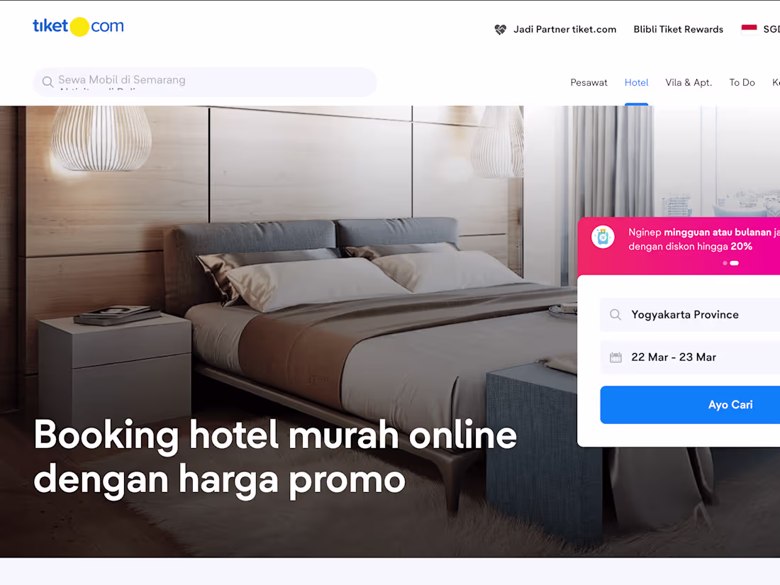 Cover image for Tiket.com Hotel Booking Website