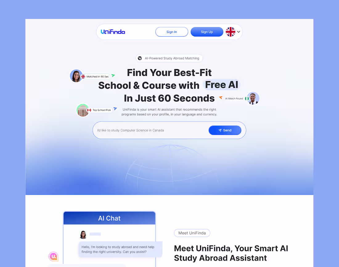 Cover image for Unifinda AI University Discovery Platform