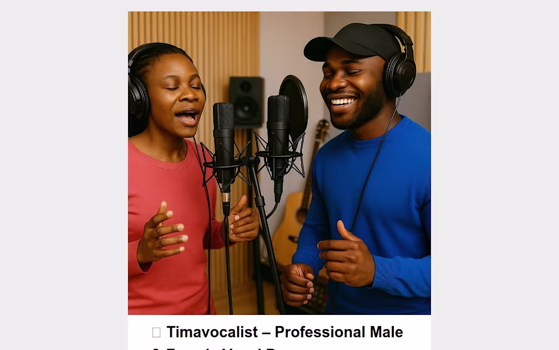 Cover image for Studio-Quality Vocal Recordings for Music Projects