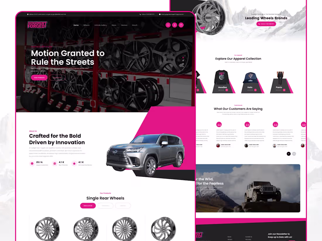Cover image for Judgement Forged – Automotive Wheels & Apparel Ecommerce UI