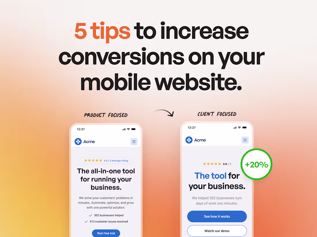 Cover image for 5 tips to increase conversions on your mobile website.