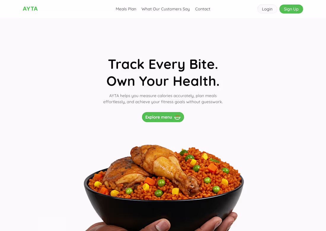 Cover image for Ayta Website — Simplifying Meal Planning for Weight Goals
