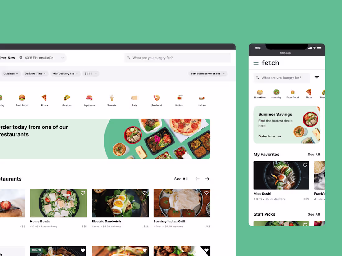 Cover image for Web Design for Fetch Food Delivery