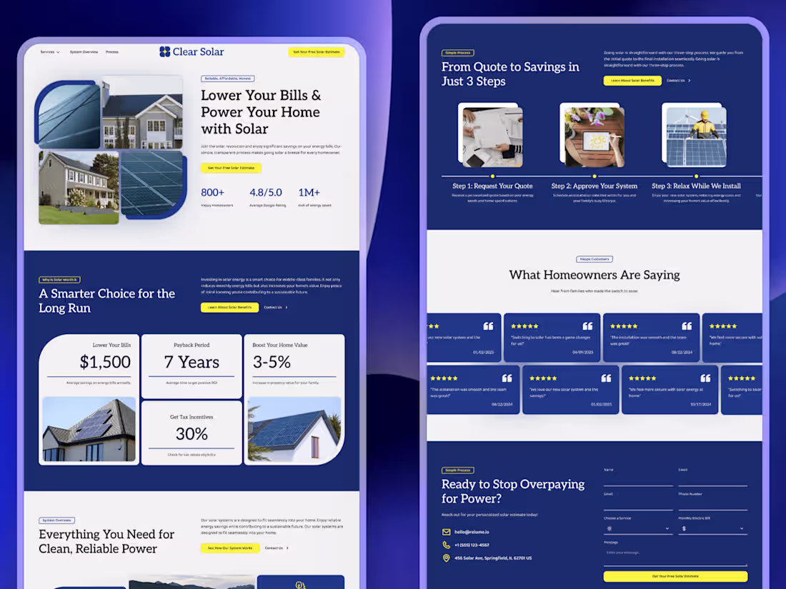 Cover image for Clear Solar ☁️ Website Design | Residential Solar