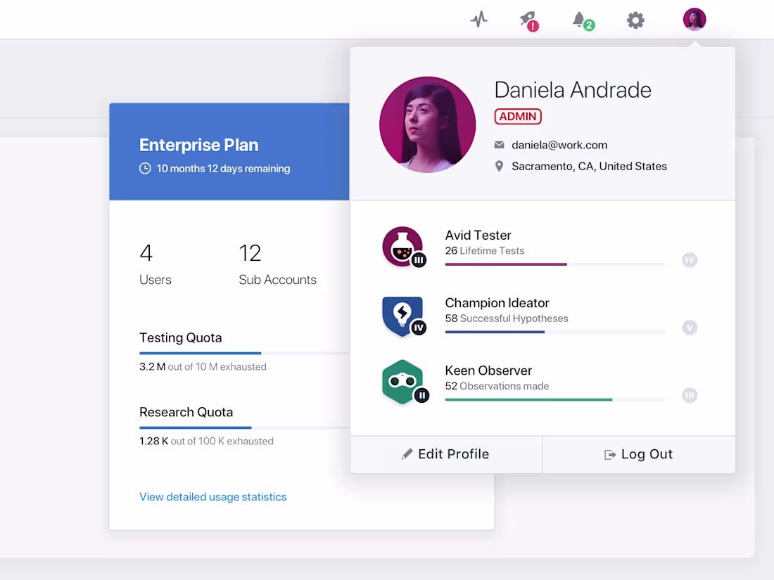 Cover image for VWO Profile Dropdown