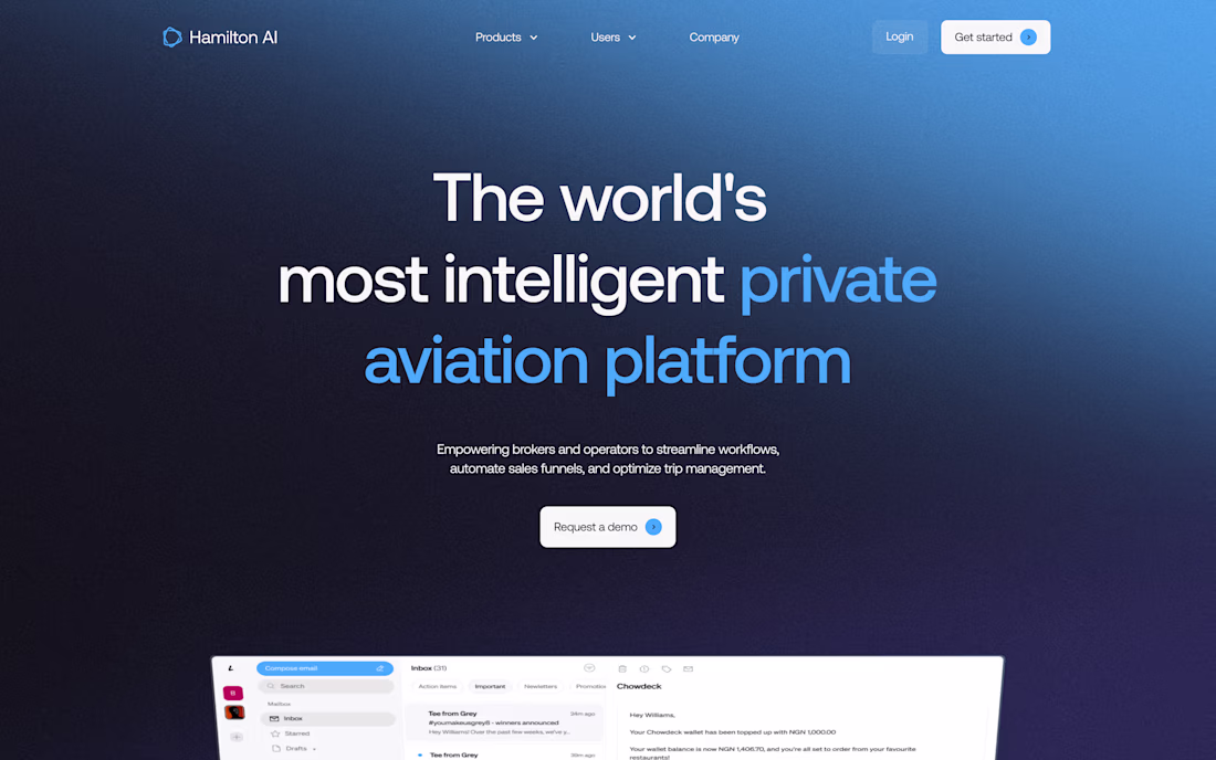 Cover image for Hamilton AI - The World’s Most Intelligent Private Aviation Pla…