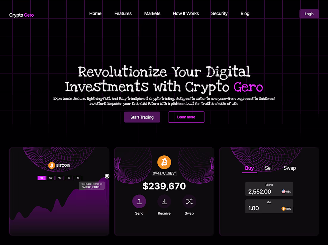 Cover image for Crypto Hero Section || Web app :: Behance