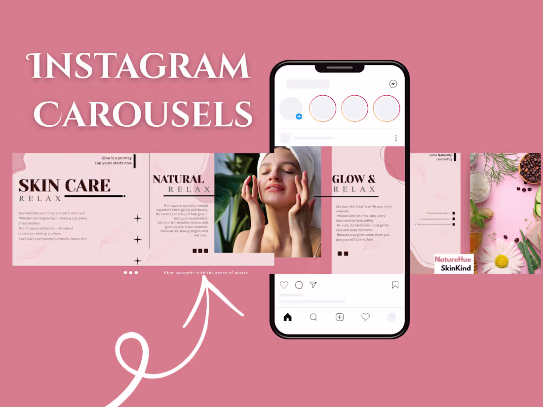 Cover image for Instagram Carousel Design for NatureHue SkinKind