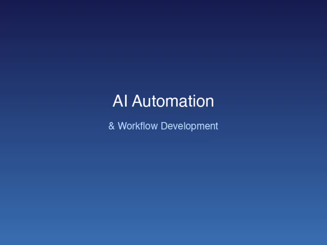 Cover image for AI Automation & Workflow Development