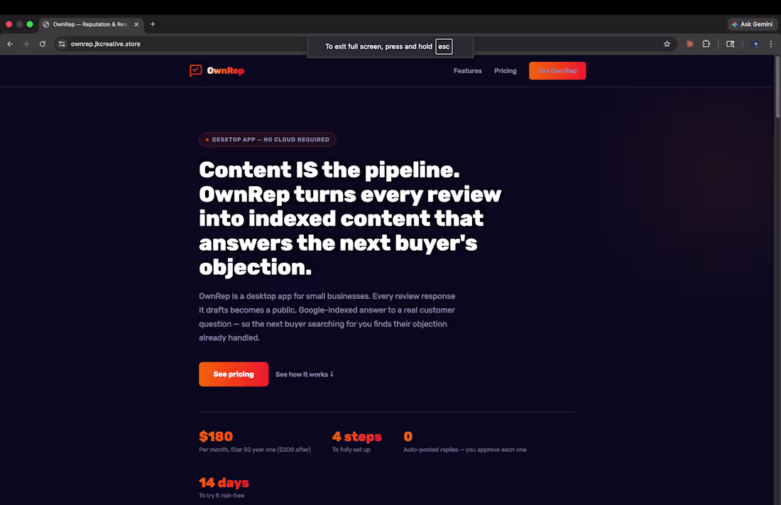 Cover image for OwnRep. Control your reputation.