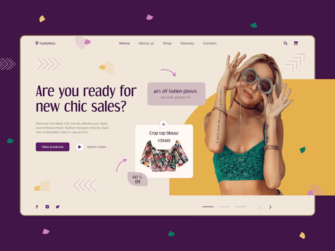 Cover image for Fashionista | Memphis design first-screen
