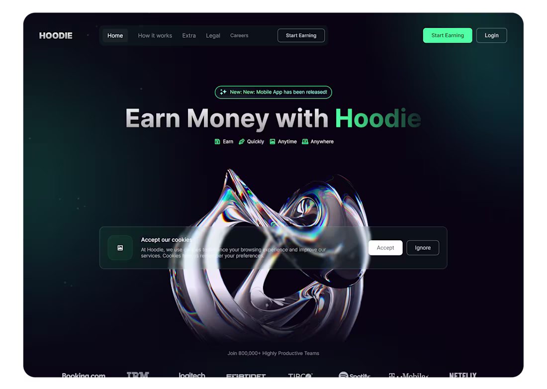 Cover image for Hoodie - A Modern UI for Money Earning Platform