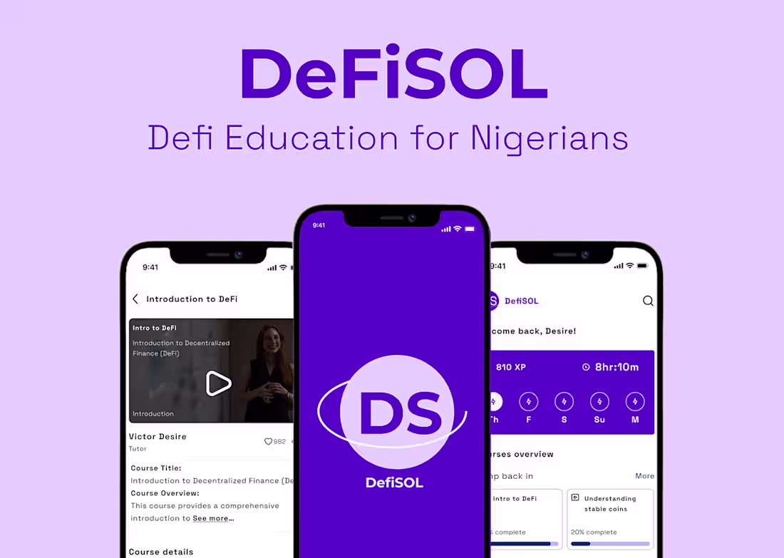 Cover image for DeFiSOL - DeFi Education app for Nigerians :: Behance
