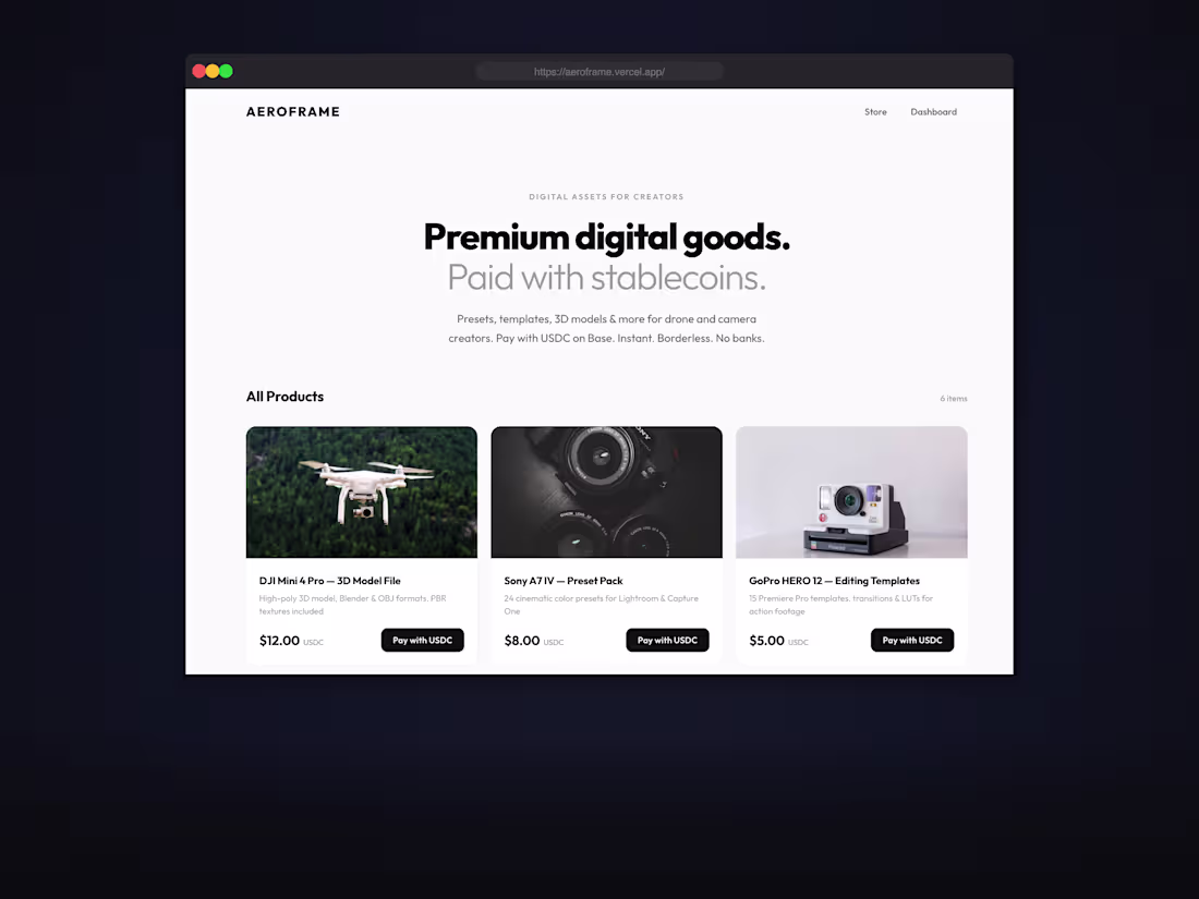 Cover image for Aeroframe, a digital goods marketplace