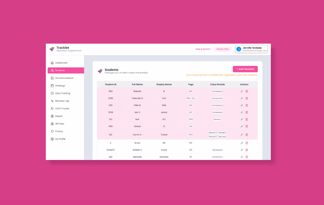 Cover image for We built Tracklet with Jennifer Wolksee, a teacher who was e...