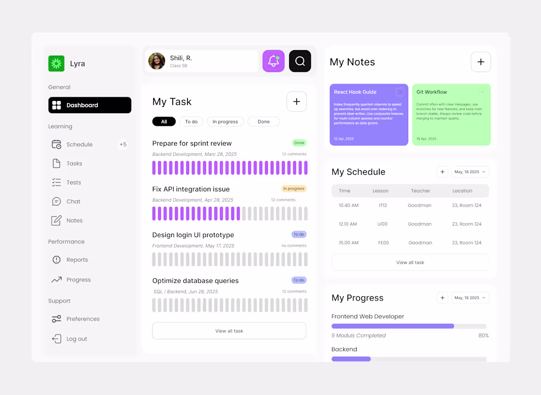 Cover image for Lyra – Classroom Dashboard UI