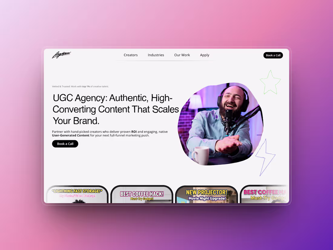 Cover image for UGC Agency Hero design in Framer
