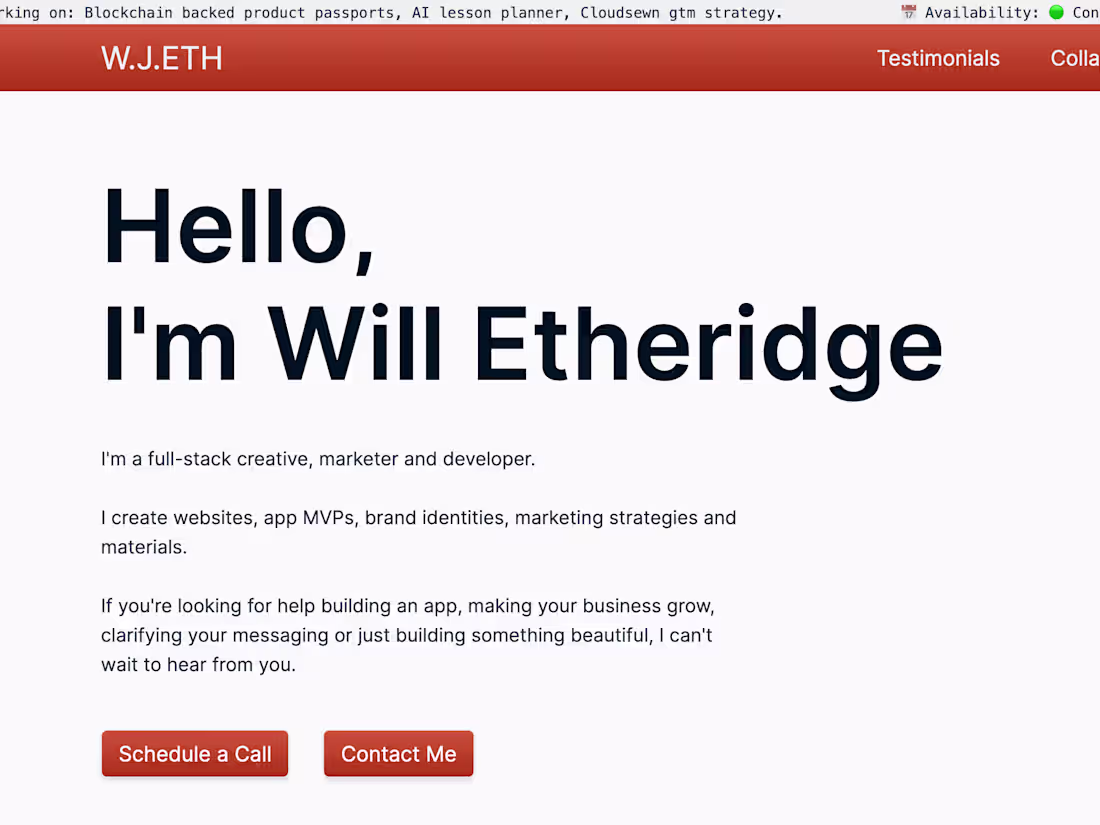 Cover image for wjeth.com | Personal Site Creation