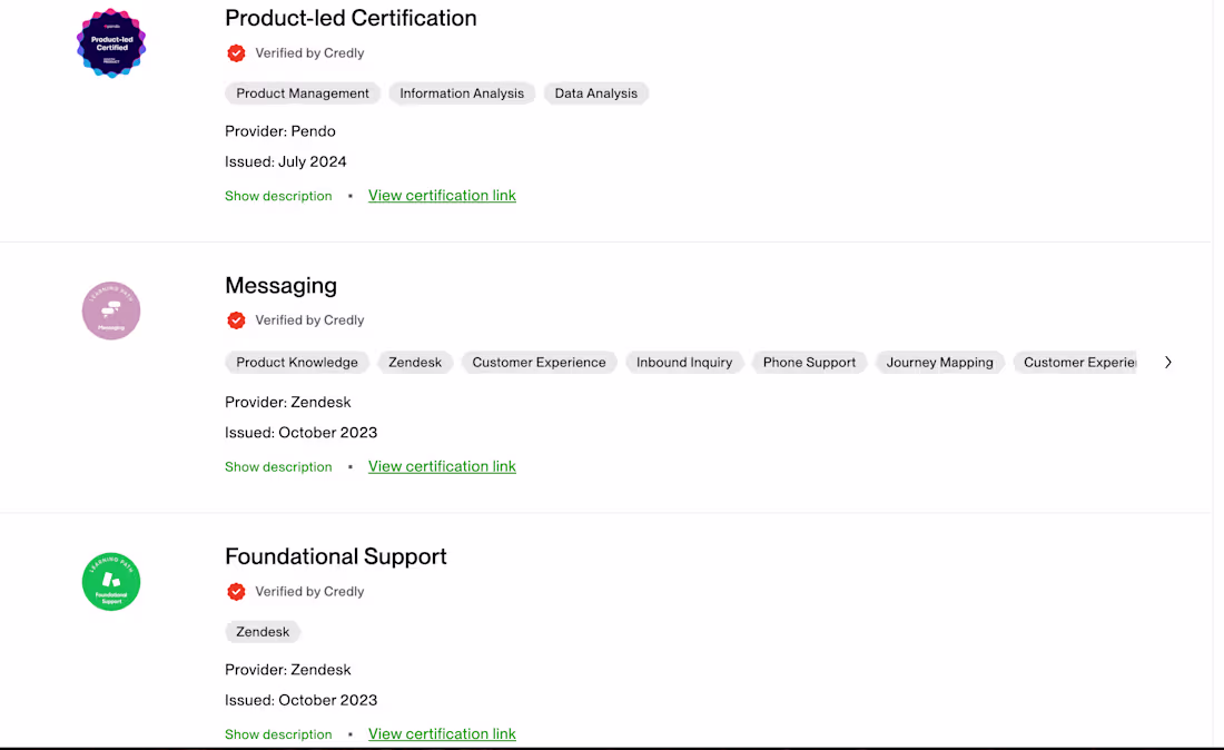 Cover image for Sharing my certifications in product
