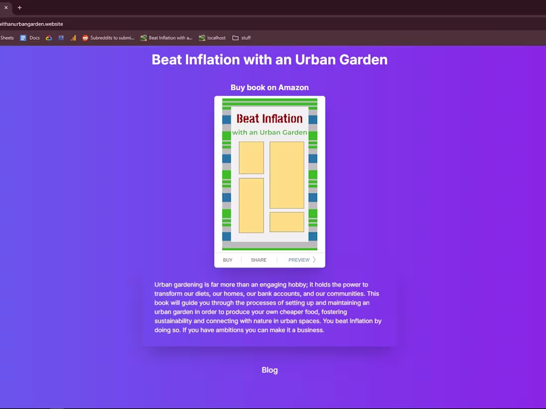 Cover image for Landing page and blog for amazon kindle book